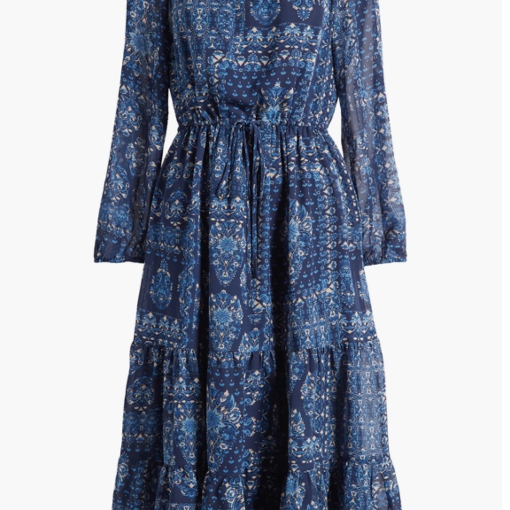 Julia Jordan Tiered Long Sleeve Drawstring Waist Dress - Picture 5 of 10
